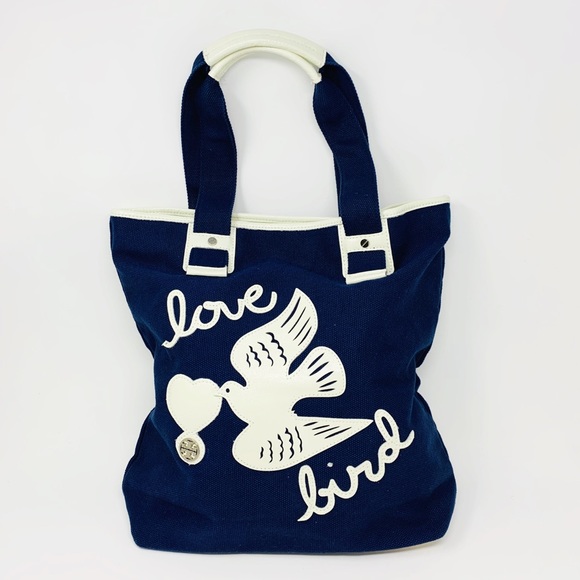 Tory Burch Handbags - TORY BURCH Love Bird Tote Bag Navy White Boho